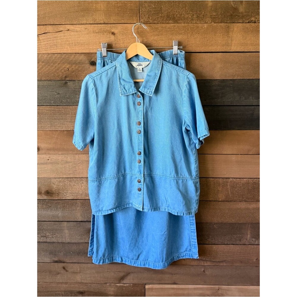 Vintage Y2K Blue Tencel Skirt Set AKS Amy Ksu Soft Minimal Two Piece Outfit